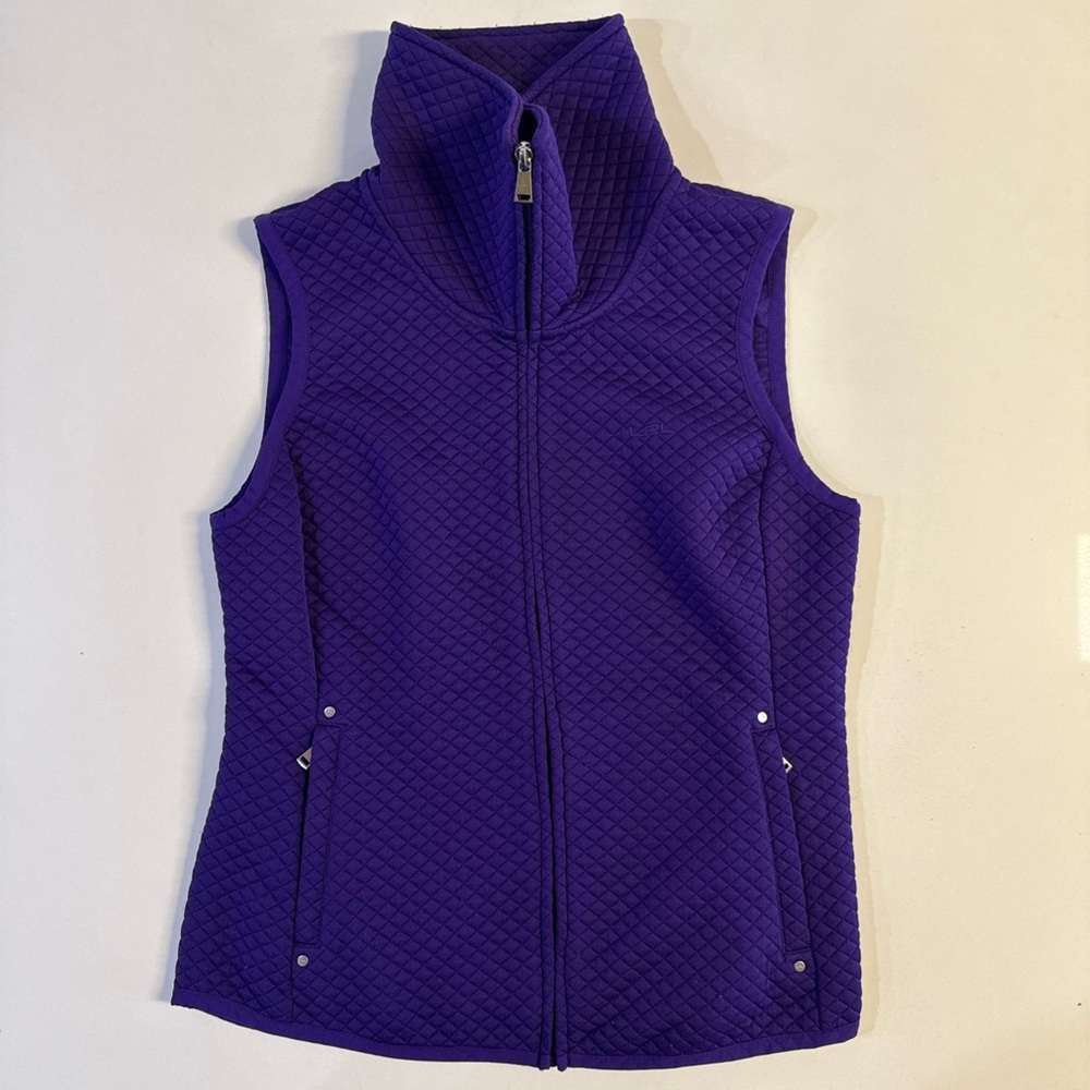 *Lauren Ralph Lauren Diamond Quilted Vest Jacket Womens M Purple Lightweight Zip